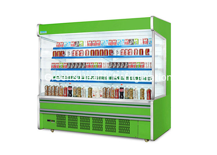 Stainless Steel Multideck Open Chiller with Energy-Saving Night Curtain and Automatic Smart Defrost for Supermarkets