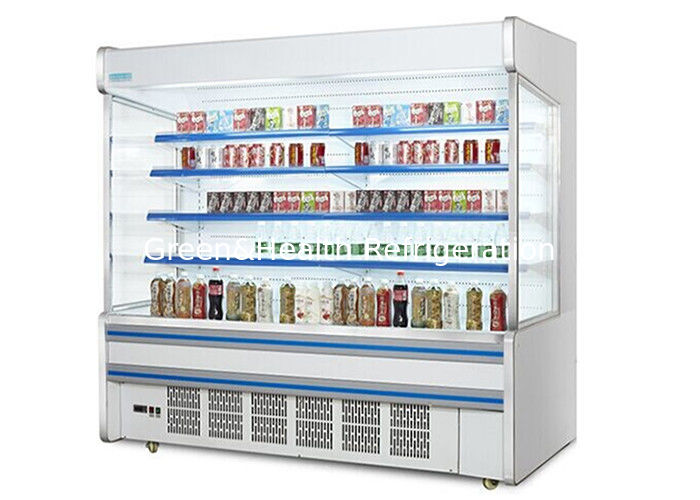 Stainless Steel Multideck Open Chiller with Energy-Saving Night Curtain and Automatic Smart Defrost for Supermarkets