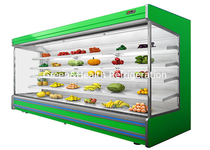 Commercial 4-Tier Adjustable Multideck Open Chiller with Fan Cooling and Night Curtain for Supermarkets