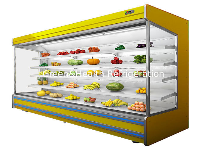 Commercial 4-Tier Adjustable Multideck Open Chiller with Fan Cooling and Night Curtain for Supermarkets