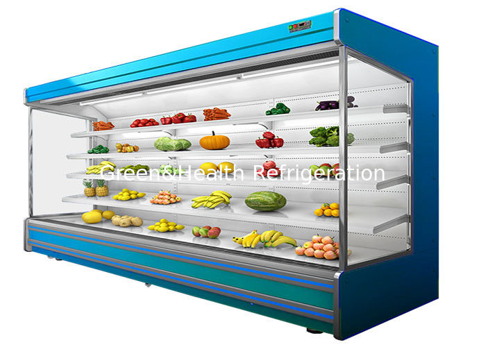 Commercial 4-Tier Adjustable Multideck Open Chiller with Fan Cooling and Night Curtain for Supermarkets