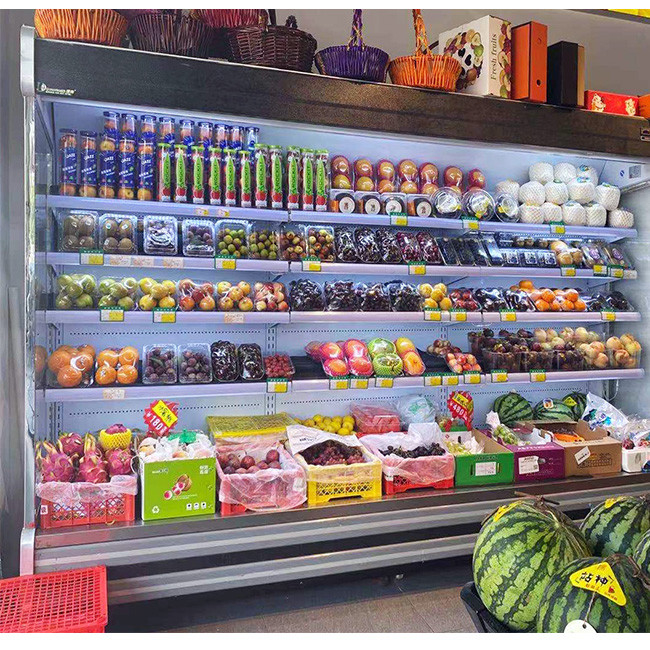 Height 2 Meter Multideck Open Chiller R404a Customized Color