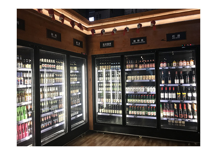 Painted Steel Commercial Multideck Fridges Drinks Display Chiller R404a With Multi Gate Glass Door