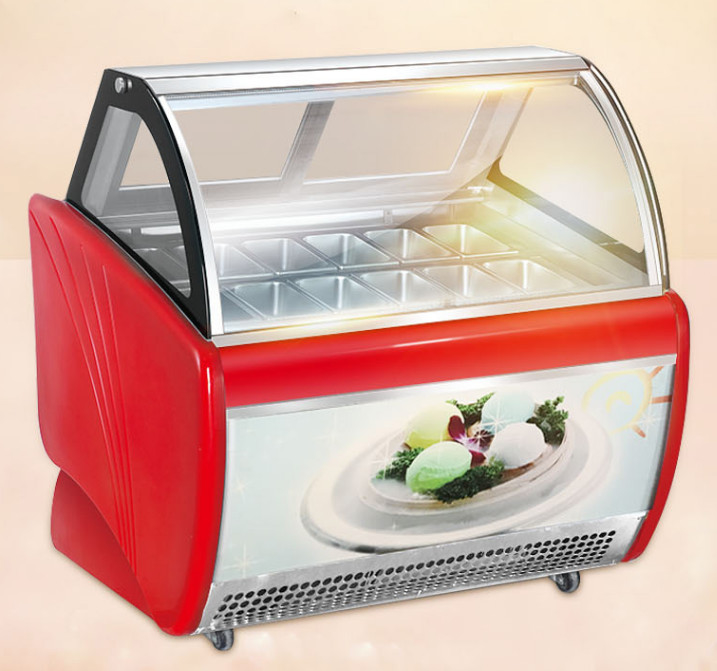 R202a Ice Cream Display Machine 10 / 12 Pans Gelato Freezer For Supermarket