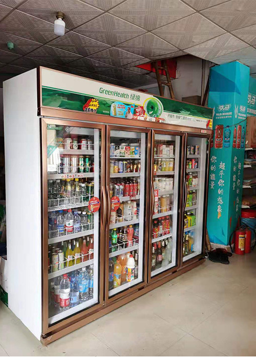 Double Door Upright Glass Display Refrigerators For Small Market