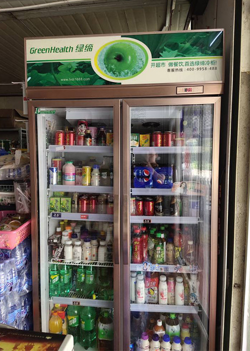 Double Door Upright Glass Display Refrigerators For Small Market