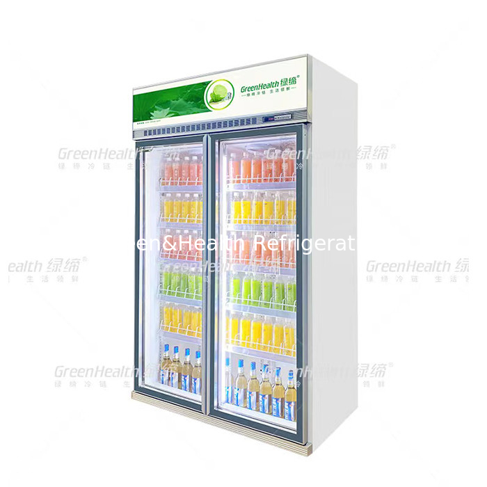 Upright Stand Glass Door Display Drink Fridge With Inverter Motor For Supermarket