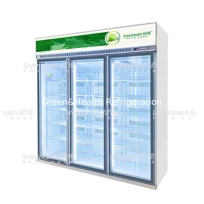 Upright Stand Glass Door Display Drink Fridge With Inverter Motor For Supermarket