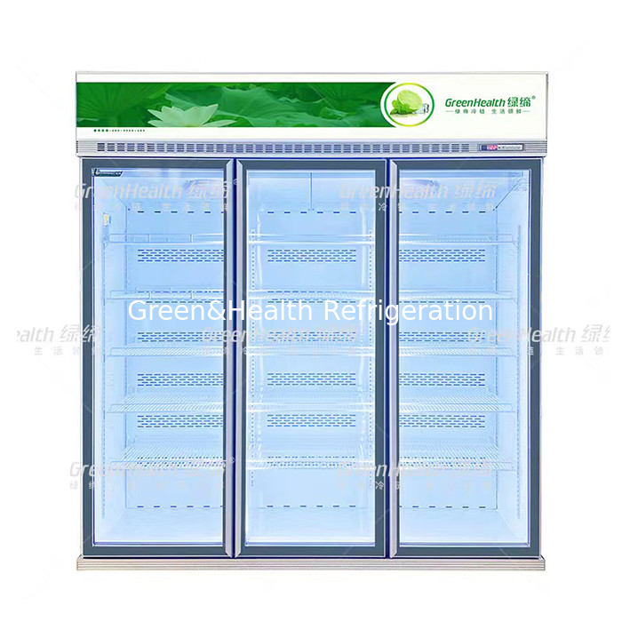 Upright Stand Glass Door Display Drink Fridge With Inverter Motor For Supermarket