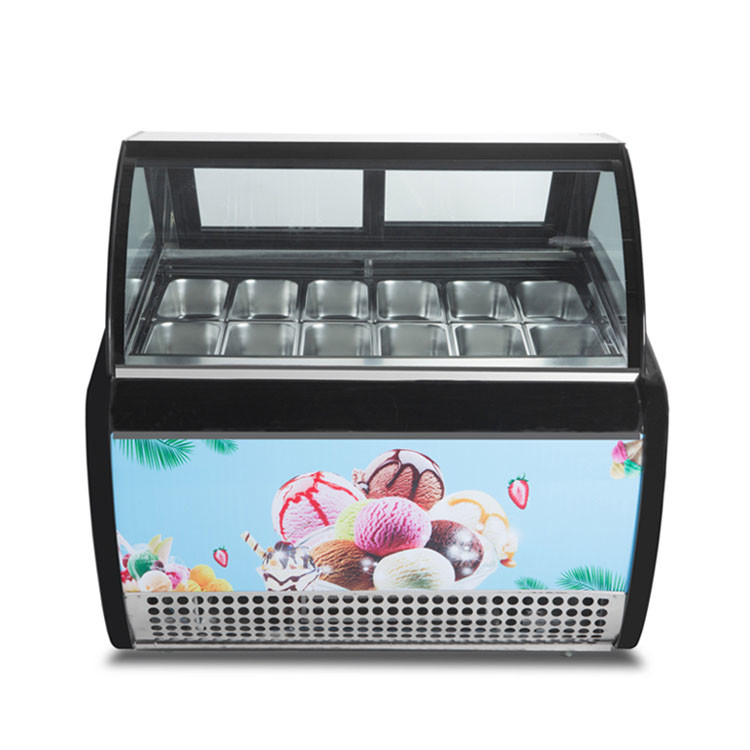 12 Pans Grey Color Italian Gelato Display Freezer For Ice Cream Shop