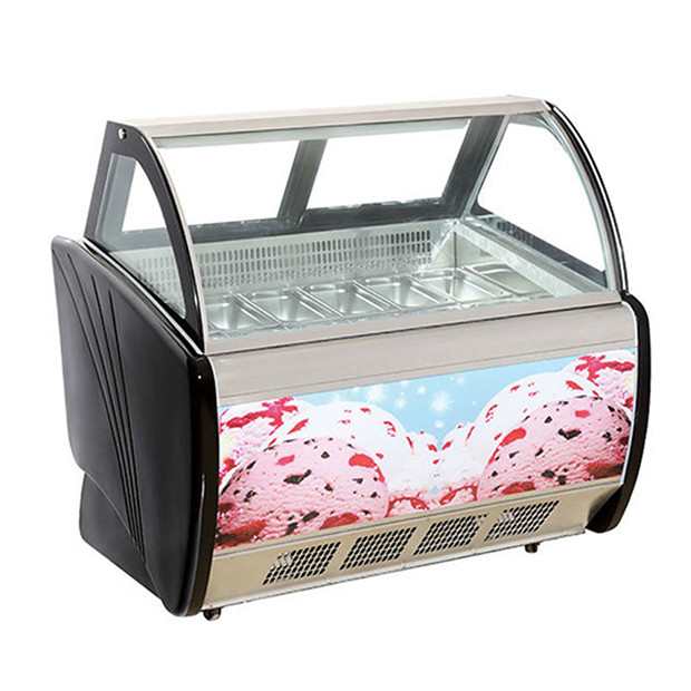 Frost Free Ice Cream Display Freezer Fan Cooling With Ultimate Temperature -18-22C Ice Cream Display Showcase