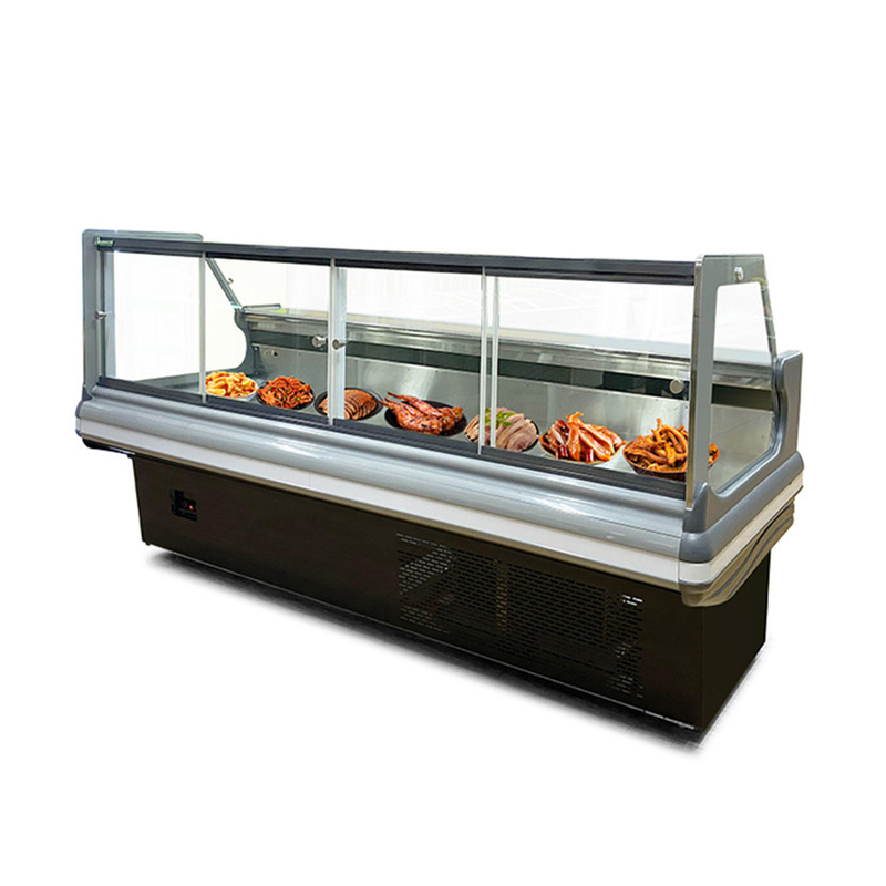 Front Flip Butcher Shop Cooked Food Display Refrigerator With Back Sliding Glass Door