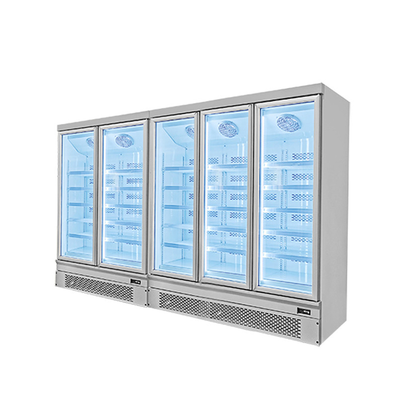 Units On Bottom Commercial Glass Display 2 3 Doors Refrigerator For Market