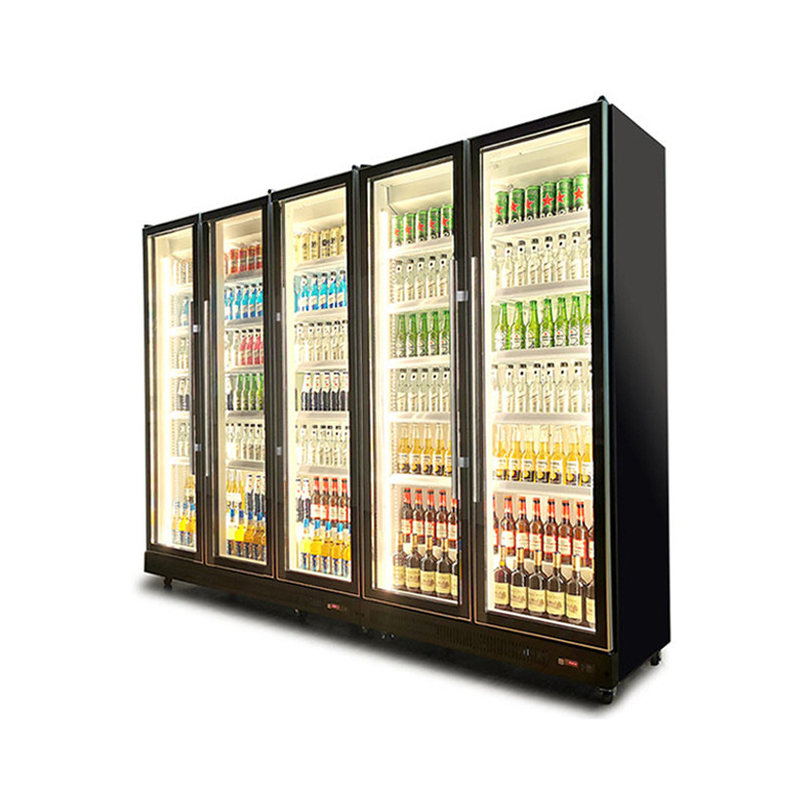 Beer Cooling Vertical Beverage Display Wine Fridge With 3 Color Lighting