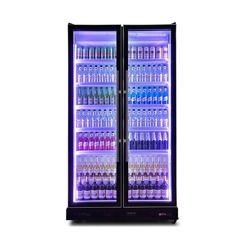 Beer Cooling Vertical Beverage Display Wine Fridge With 3 Color Lighting