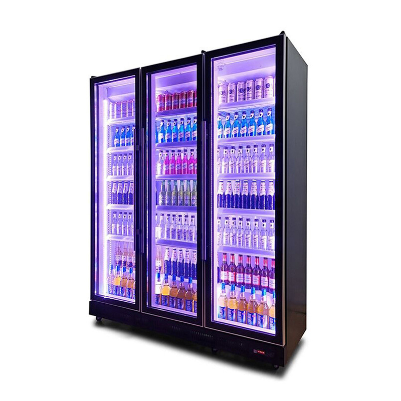 Beer Cooling Vertical Beverage Display Wine Fridge With 3 Color Lighting