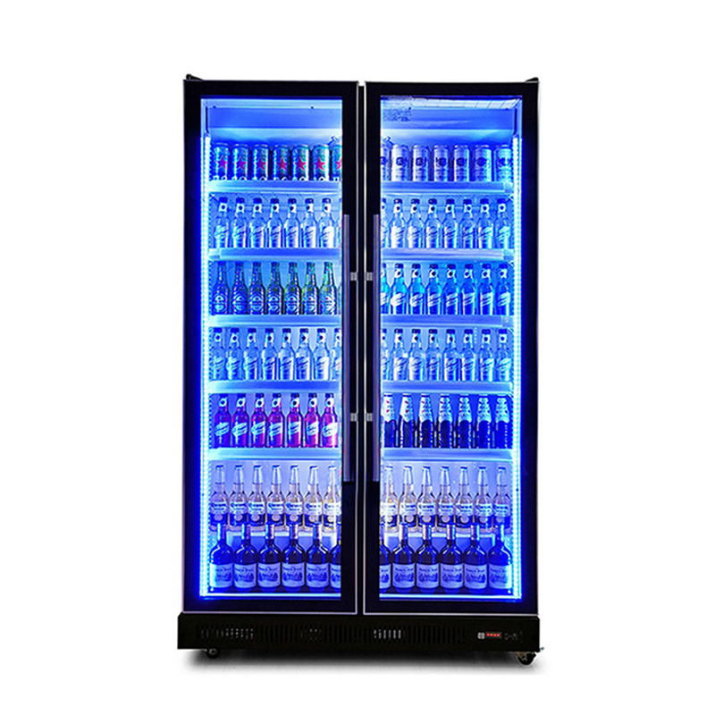 Beer Cooling Vertical Beverage Display Wine Fridge With 3 Color Lighting