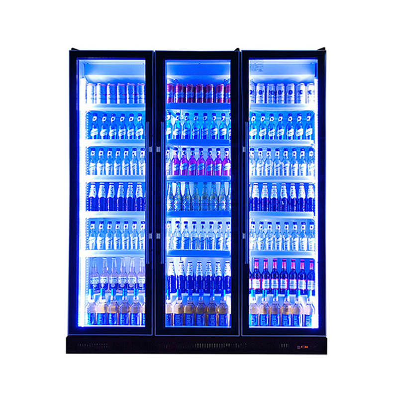 Beer Cooling Vertical Beverage Display Wine Fridge With 3 Color Lighting