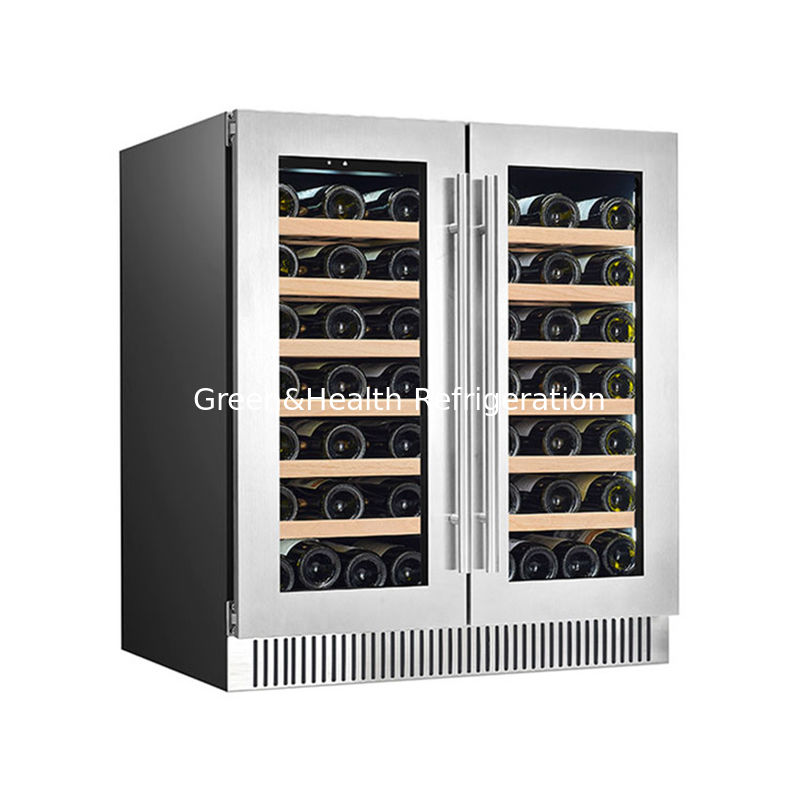 ETL Certificate Fashion Dual Zone SS Double Glass Door Red Wine Cooler With 180L 68 Bottles