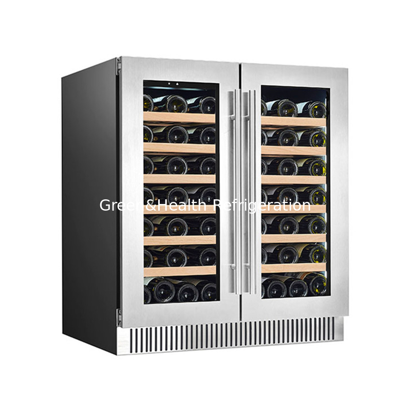 Fashion Dual Zone SS Double Glass Door Red Wine Cooler With 180L 68 Bottles