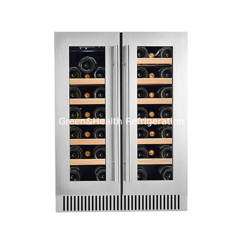 Fashion Dual Zone SS Double Glass Door Red Wine Cooler With 180L 68 Bottles