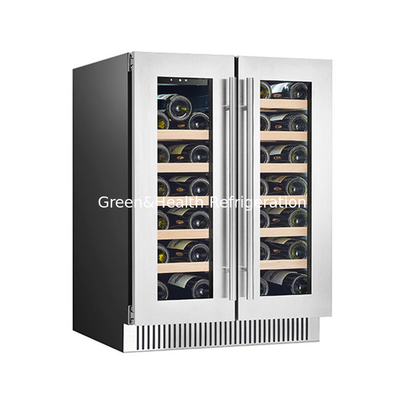 ETL Certificate Fashion Dual Zone SS Double Glass Door Red Wine Cooler With 180L 68 Bottles