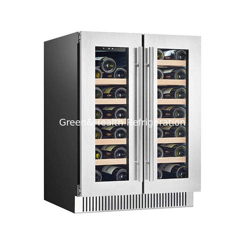 Fashion Dual Zone SS Double Glass Door Red Wine Cooler With 180L 68 Bottles