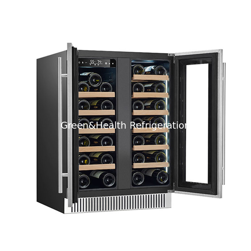 Fashion Dual Zone SS Double Glass Door Red Wine Cooler With 180L 68 Bottles