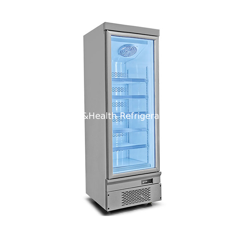 Fan Cooling Single Temperature Glass Door Freezer With Auto Spring Back Doors