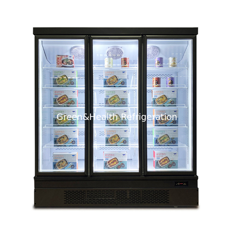Fan Cooling Single Temperature Glass Door Freezer With Auto Spring Back Doors