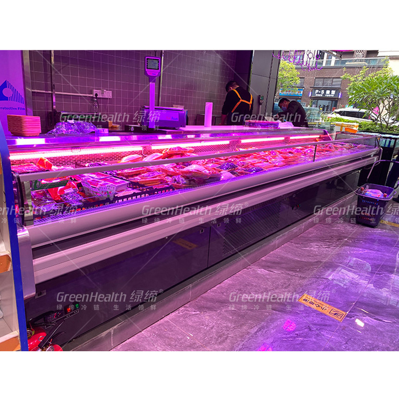 LED Light Meat Display Freezer Stainless Steel Interior Automatic Defrost -2~8 C