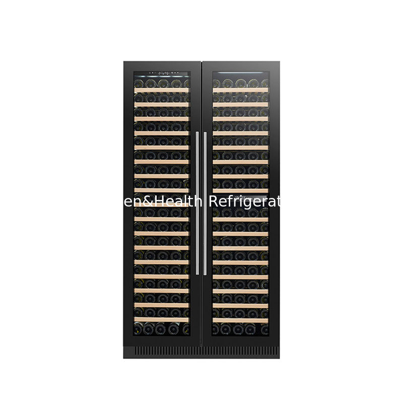 ETL Certificate Electronic Temperature Wine Display Cooler With Glass Door And Wood Shelving Material