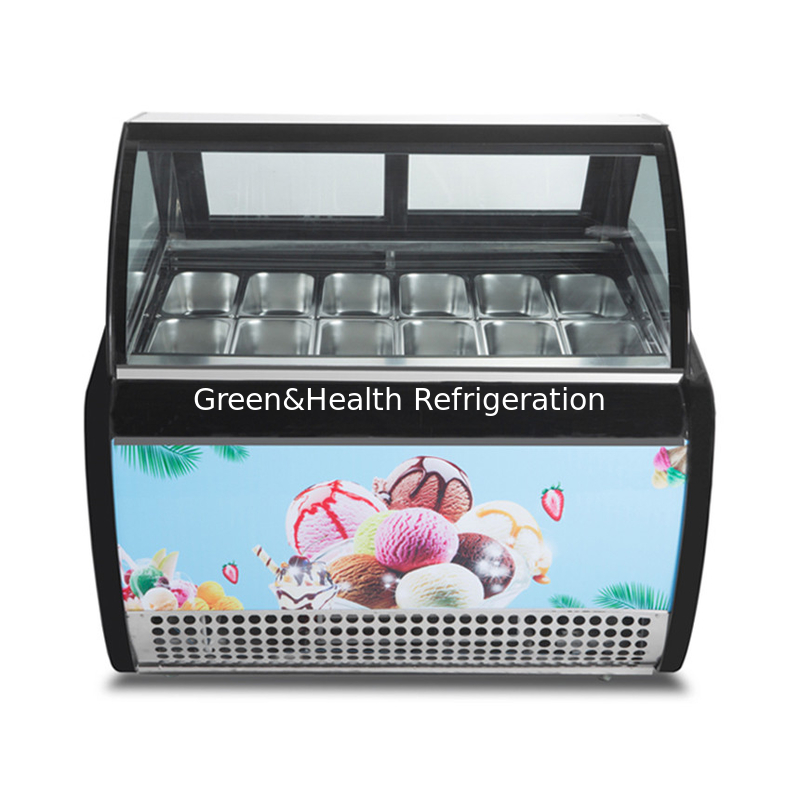 Customizable Color and Size Gelato Ice Cream Display Freezer with 10 / 12 / 16 / 22 Pans