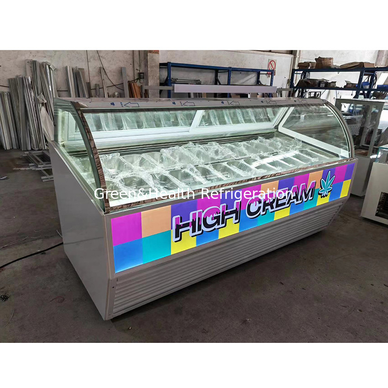 Customizable Color and Size Gelato Ice Cream Display Freezer with 10 / 12 / 16 / 22 Pans
