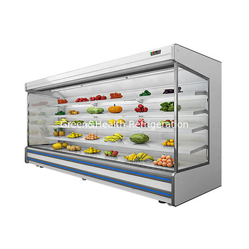 Commercial Multideck Open Chiller with 4 Shelves 5 Display Spaces LED Lighting and R22 Refrigerant