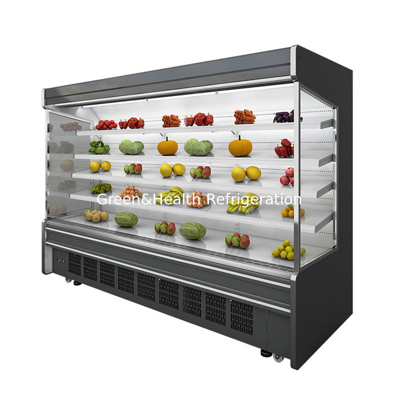 Commercial Multideck Open Chiller with 4 Shelves 5 Display Spaces LED Lighting and R22 Refrigerant