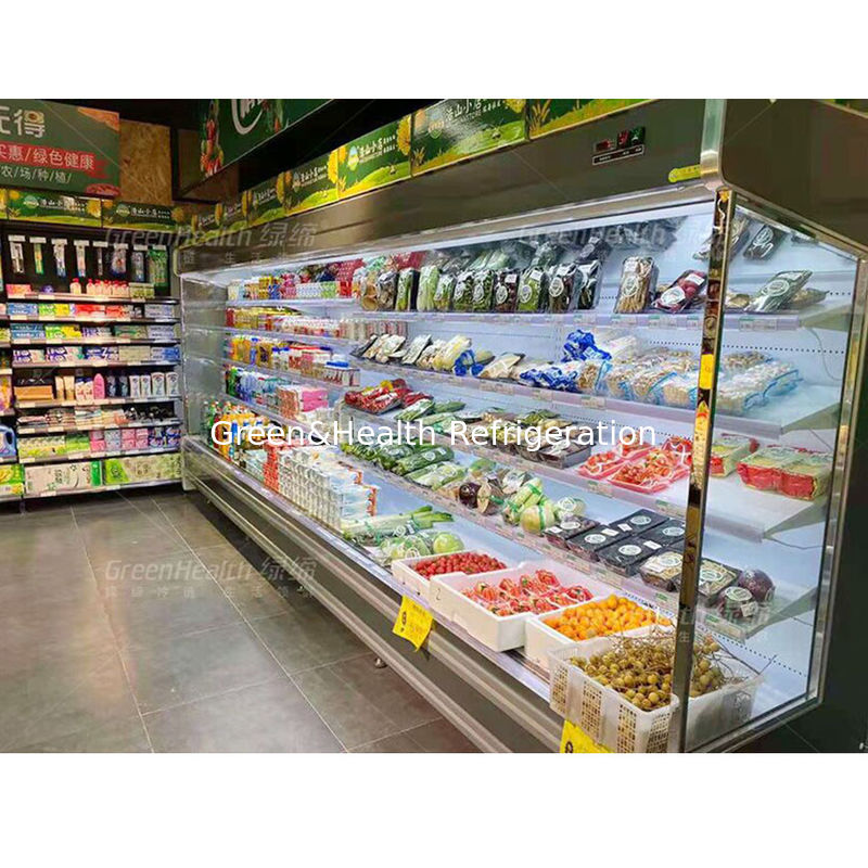 Commercial Multideck Open Chiller with 4 Shelves 5 Display Spaces LED Lighting and R22 Refrigerant