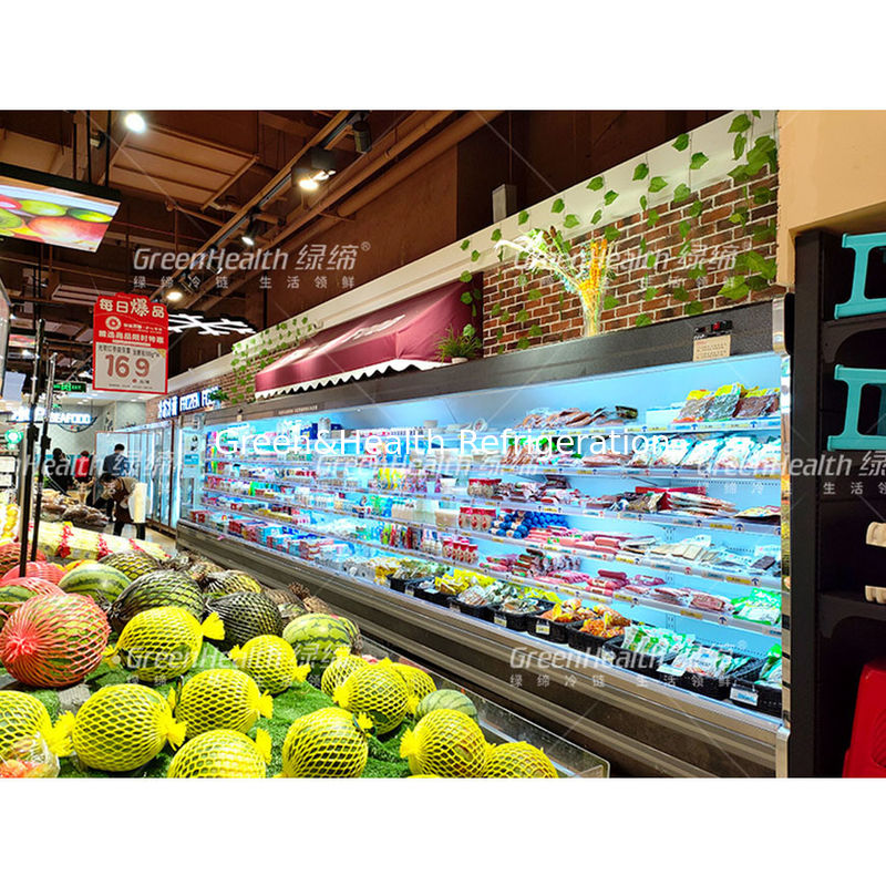 Commercial Multideck Open Chiller with 4 Shelves 5 Display Spaces LED Lighting and R22 Refrigerant