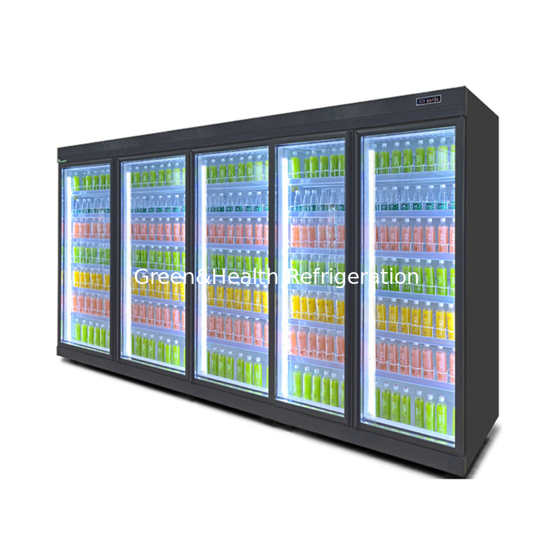 High Effiency Supermarket Projects Providing Drinks Display Glass Door Chiller Freezer