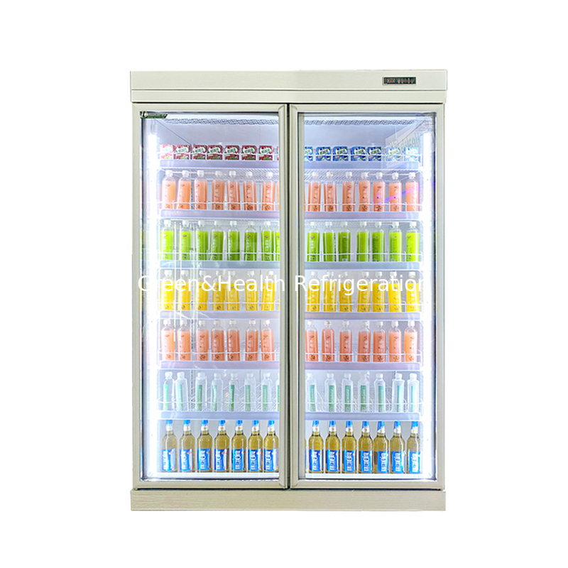 High Effiency Supermarket Projects Providing Drinks Display Glass Door Chiller Freezer