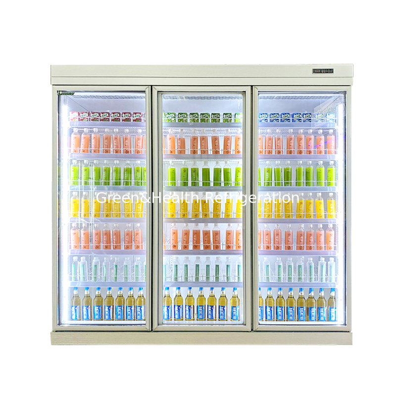 High Effiency Supermarket Projects Providing Drinks Display Glass Door Chiller Freezer