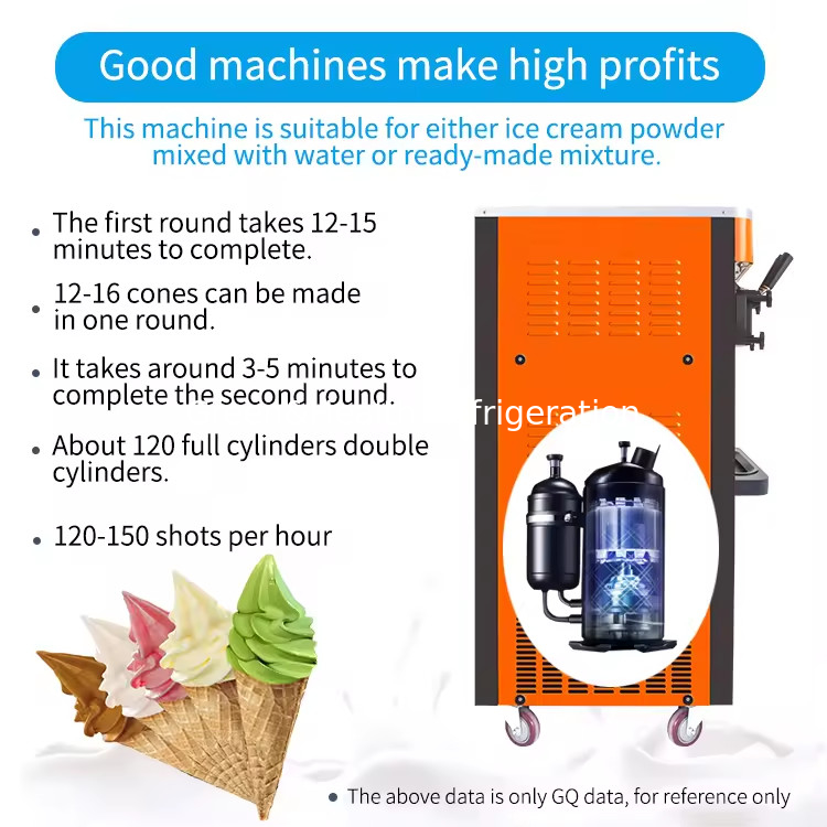 Floor Stand Type Painted Steel Ice Cream Machines With Casters For Easy Transportation