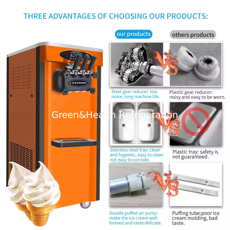 Floor Stand Type Painted Steel Ice Cream Machines With Casters For Easy Transportation