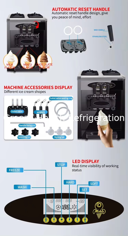 3 Flavor Floor Stand 304 Stainless Steel Ice Cream Making Machines With Casters
