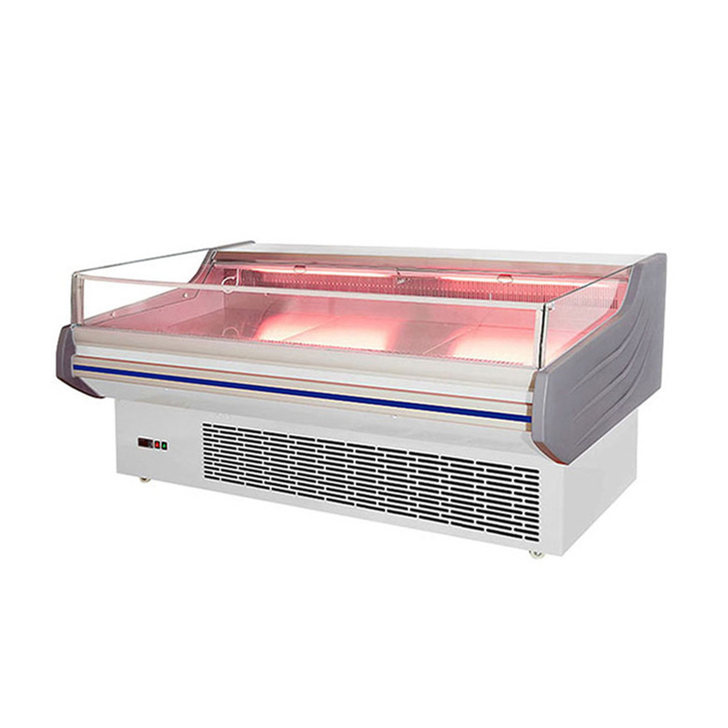 Hypermarket Refrigeration Open Type Counter 2.5M Fresh Meat Display Freezer