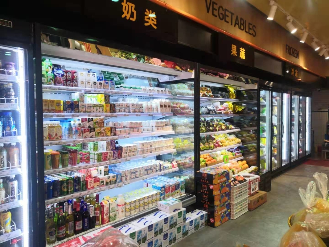 Plug-in Type Vegetable Display Fridge Multideck Display Chiller Commercial Open Case Chiller