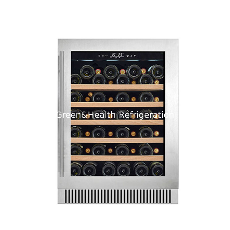 ETL Certificate 60 Bottle Dual Zone Electric Wine Cooler With Wood Shelves In Black