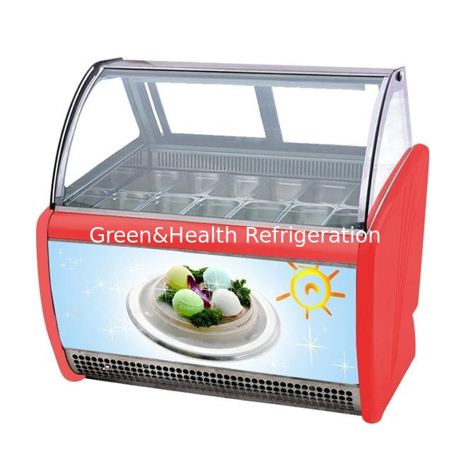 Low Noise 10 Pans Gelato Ice Cream Display Fridge With Stainless Steel Material