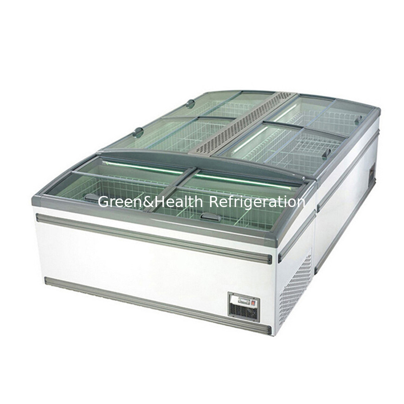 Flexiable Display Type Glass Door Auto Defrostr Supermarket Island Freezer