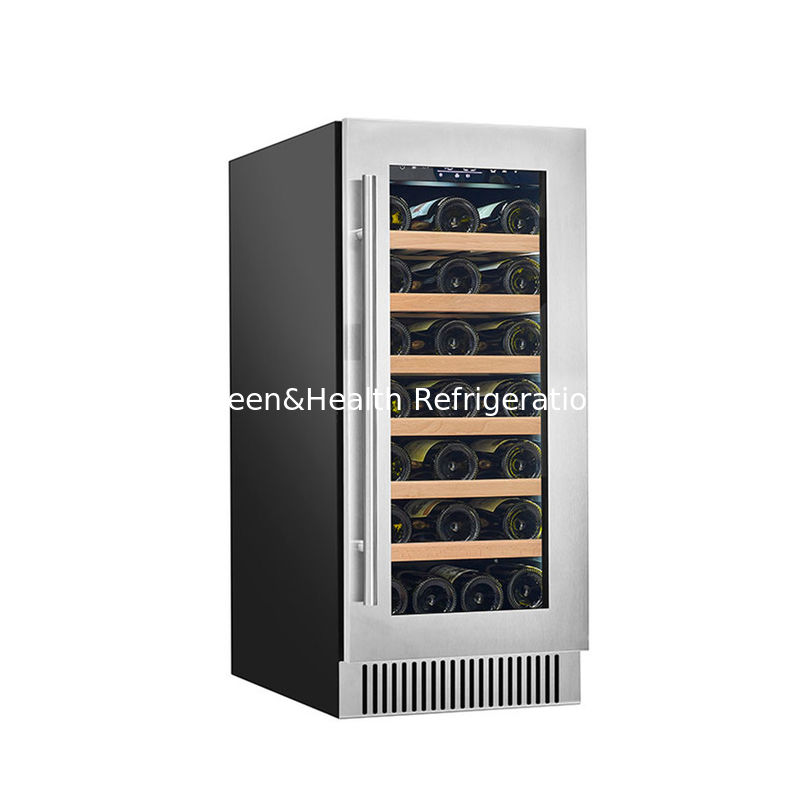 ETL Certificate 60-Bottle Black Freestanding Electric Wine Cooler With Glass Doors And Wood Shelves